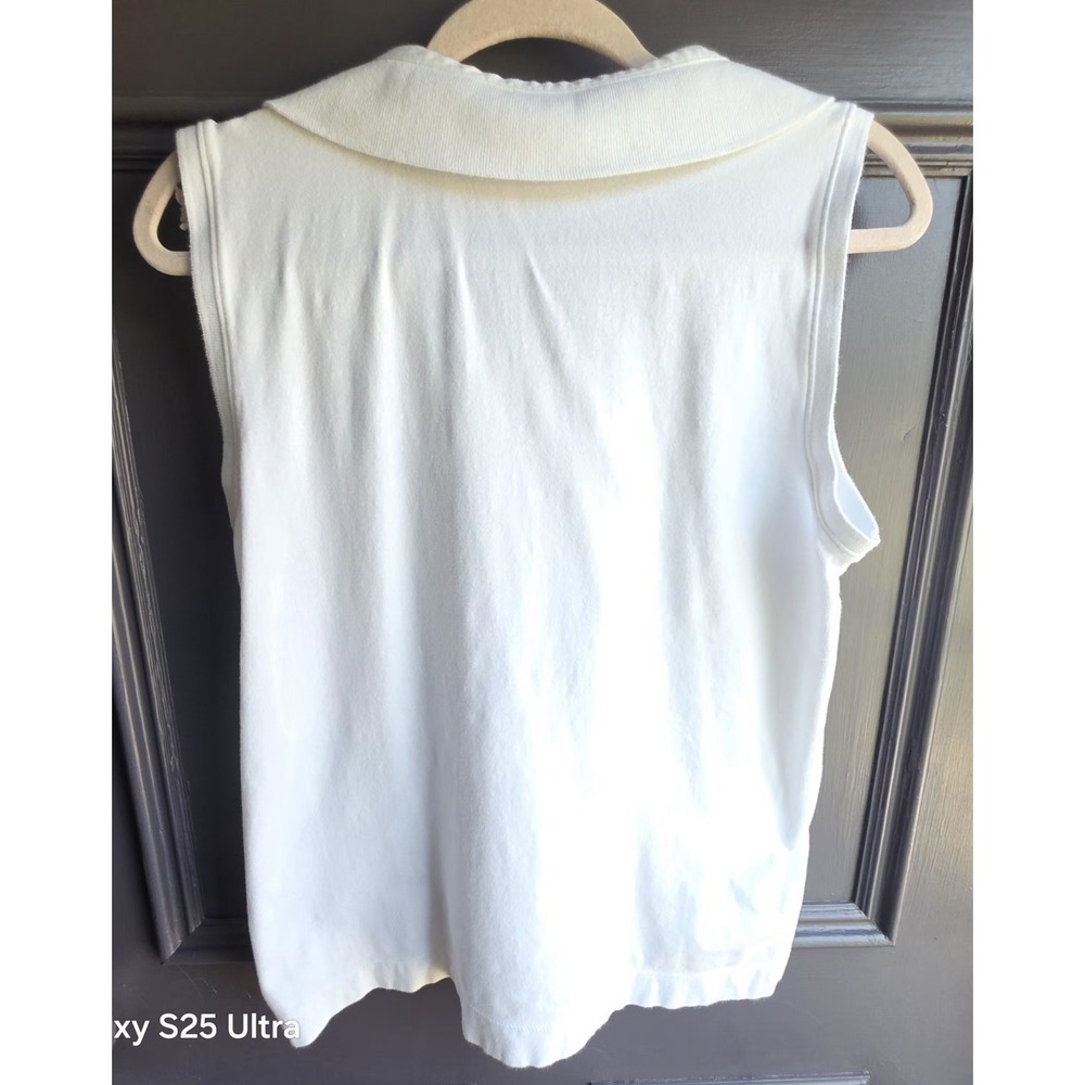 Croft & Barrow Tank Top Sleeveless Collar Neck White 84% Cotton L Basic - Picture 2 of 7